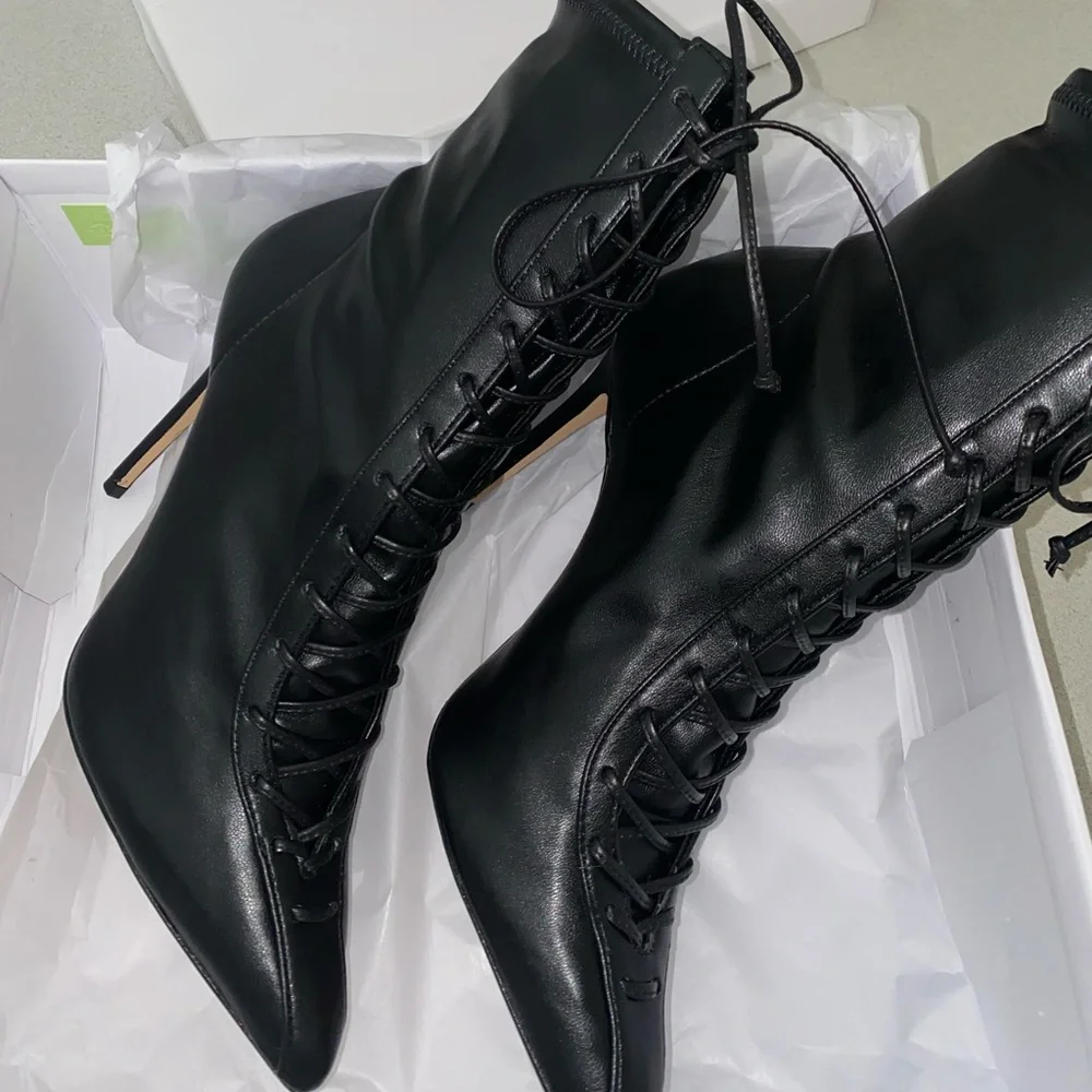 schutz tennie leather booties - schutz lace up boot - Picture 2 of 3